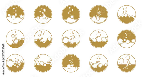 Bubbles floating in brown liquid.