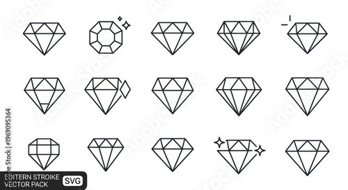 Collection of diamond shapes and cuts.