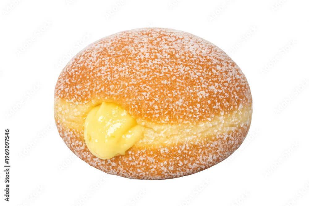 Naklejka premium Fresh custard cream filled donut on transparent background