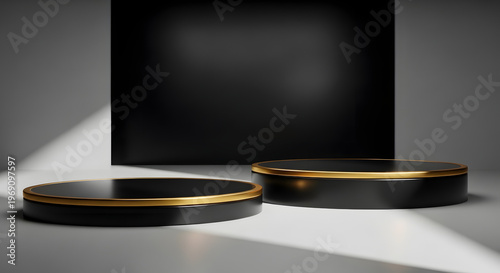 Camera Lens Filters and Black Square Object on Gray Surface