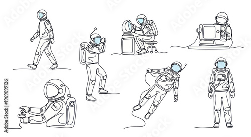 Astronauts in Line Art: Space Exploration, Technology, and Zero Gravity