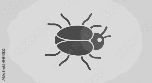 A minimalist vector graphic illustration of a beetle on a light gray background