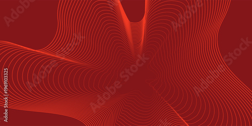 Top wavy lines background. abstract red background with wavy line. thin parallel wave lines forming smooth organic patterns