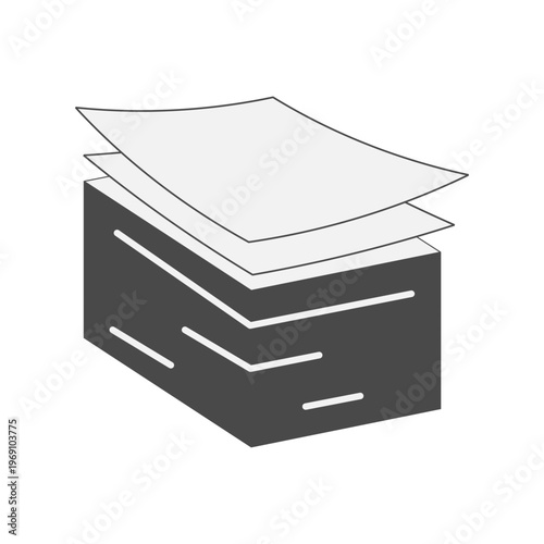 複数の紙を重ねた立体感のあるドキュメントアイコン