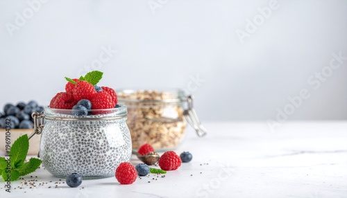 Organic Chia Pudding with Fresh Fruit Topping