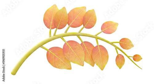 Stylized Autumn Branch with Orange Leaves