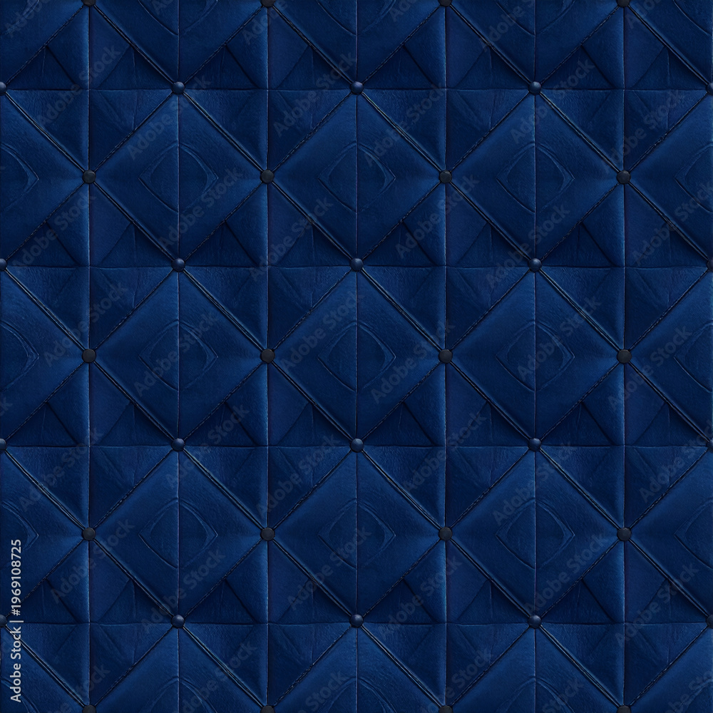 Fototapeta premium Elegant Blue Tufted Upholstery - A Luxurious and Sophisticated Texture.