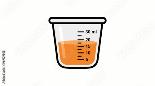 Illustration of a measuring cup filled with orange liquid