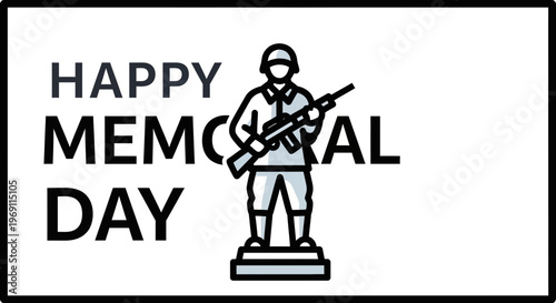 Commemorating Valor: A solemn tribute to brave heroes on Memorial Day with soldier illustration