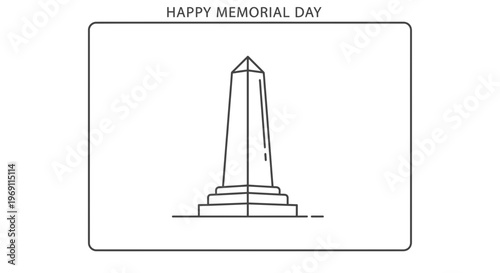 Minimalist line art illustration of a commemorative monument honoring a significant day for