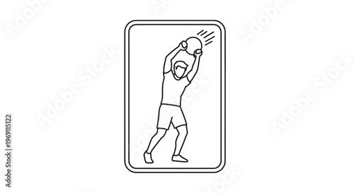 Minimalist Outline of a Player Executing an Overhead Throw for Athletic Performance Training