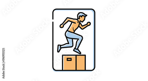 Dynamic plyometric box jump exercise within a mobile fitness application interface for active