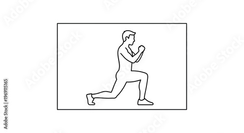 Dynamic lunge exercise illustration depicting active physical fitness and leg strength training