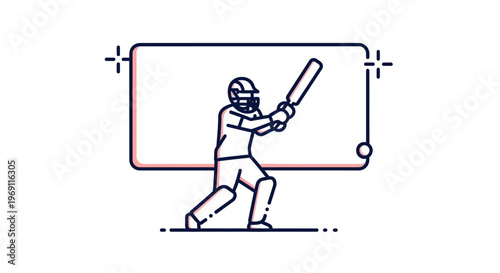 Clean graphic of a cricket batsman preparing to strike, capturing the essence of sport and