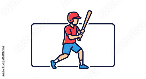 Dynamic baseball player illustration ready to swing a bat during an exciting game