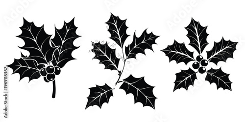 Black and white illustration of autumn leaves scattered on a plain background