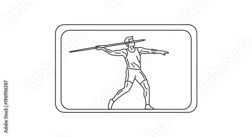 Dynamic javelin thrower icon capturing athletic prowess and competitive spirit in a sleek line art