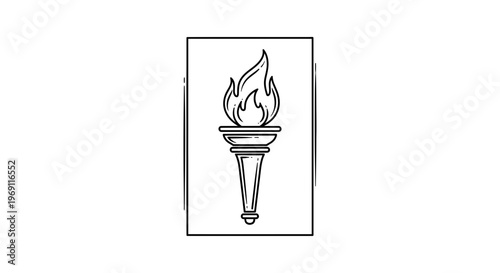 Elegant line art torch with stylized burning flame a timeless symbol of enlightenment progress and