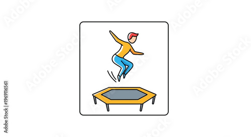 Energetic person enjoying a fun bounce on an octagonal trampoline during active playtime