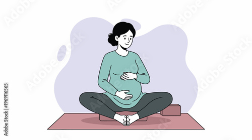 Pregnant Woman Practicing Prenatal Yoga or Meditation, Embracing Motherhood with Serenity and Care