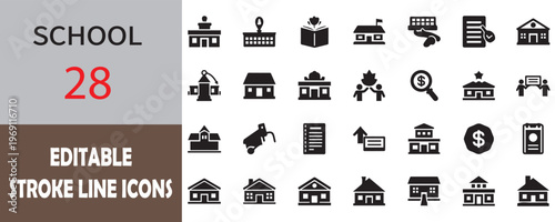 Black solid icons collection for technology and business, set of 28 vector symbols, digital interface and hardware glyphs for web design