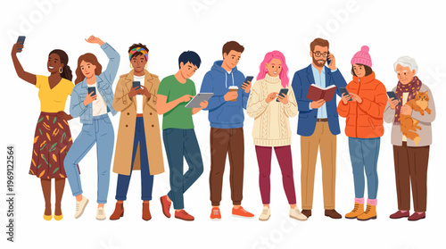 Diverse group of people of various ages and ethnicities standing together in casual outfits, depicting inclusion and everyday community life