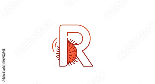 Conceptual graphic illustrating viral elements integrated with letter R for scientific communication