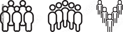 Employee team outline icon set. professional collective outline icons. Line signs group of people. Vector illustration isolated pictograms for web and app on white background.