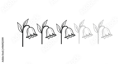 Series of sprouting plants growing from soil in a linear arrangement