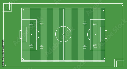 Aerial View of Soccer Field Strategy Board with Labeled Positions