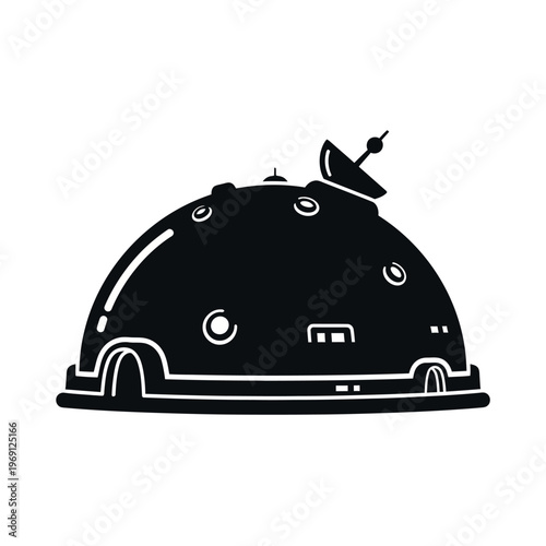 Futuristic Space Dome Base with Satellite Dish.