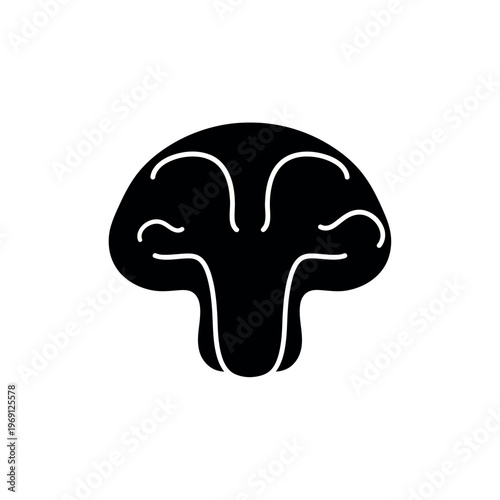 Mushroom silhouette icon edible fungi symbol.