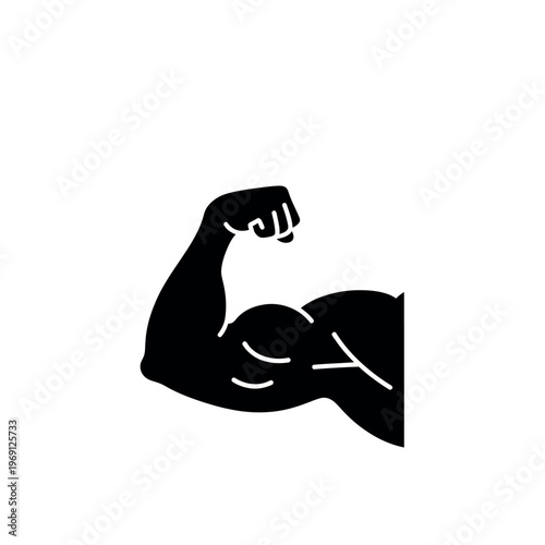 Strong arm flexing bicep muscle power strength.