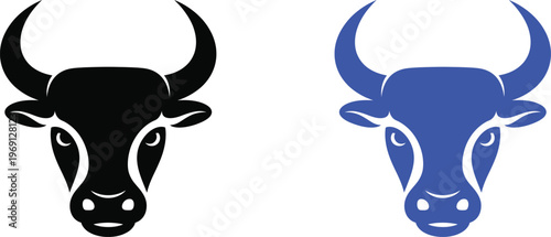 Black and blue bull heads side by side animal
