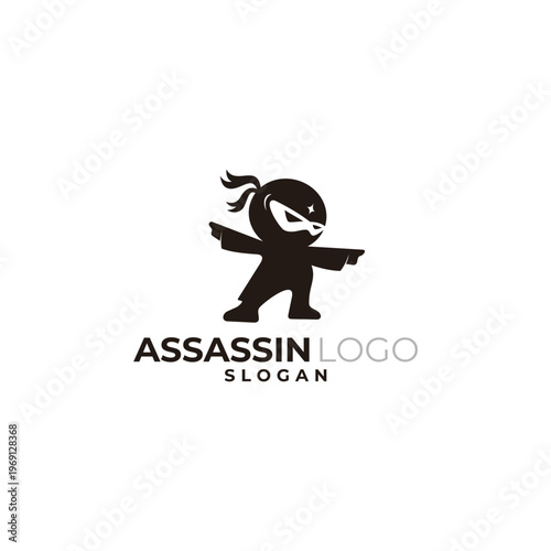 assassin logo with the appearance of a ninja and his black costume