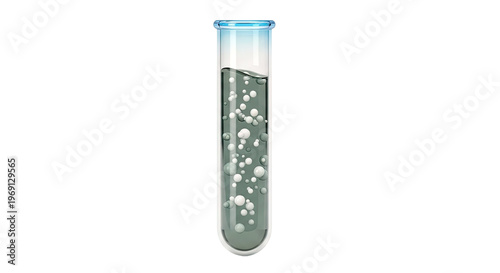 Test tube with bubbles and liquid