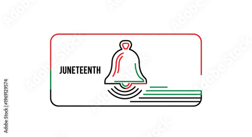 Symbolic Juneteenth commemoration with ringing bell and vibrant pan-african colors