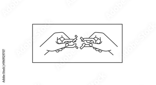 Symbolic representation of hands severing a metal chain link, illustrating concepts of freedom and