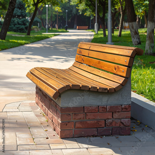 Wallpaper Mural Park Bench Serenity - A Moment of Rest in Nature. Torontodigital.ca