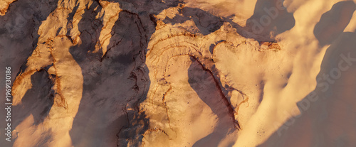 Foto Aerial View of Sand Dunes and Eroded Rock Formations at Sunset — 3D Rendering La