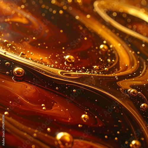 Wallpaper Mural Abstract golden liquid with bubbles and swirling patterns, a mesmerizing close-up. Torontodigital.ca