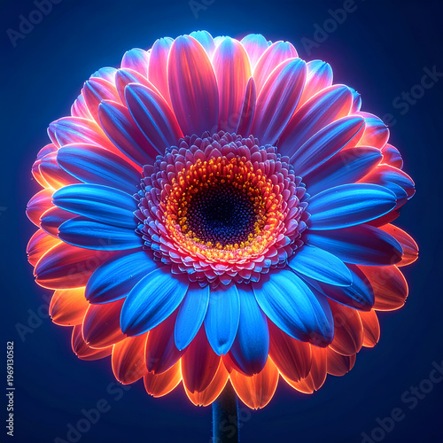 Wallpaper Mural Radiant Gerbera Daisy - A Symphony of Neon Light and Color. Torontodigital.ca