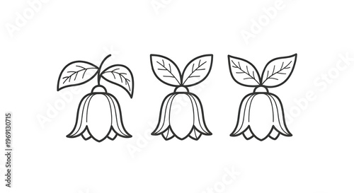 Three stylized cartoon bags tied with fabric loops