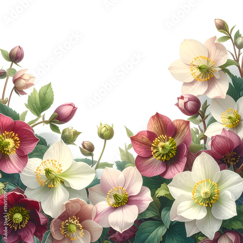 Wallpaper Mural Elegant Hellebore Flowers - A Delicate Floral Arrangement for Spring. Torontodigital.ca