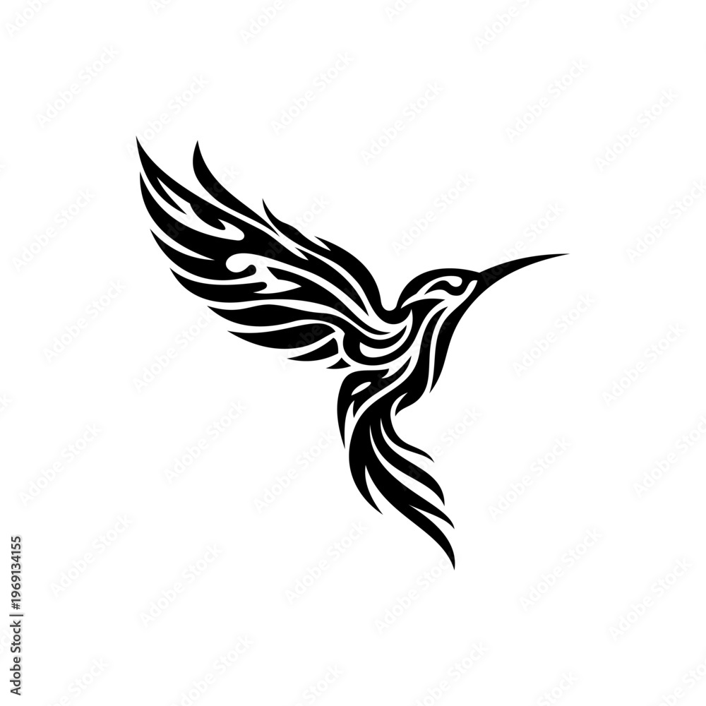 Fototapeta premium Tribal Tattoo Hummingbird design vector templates simple and modern