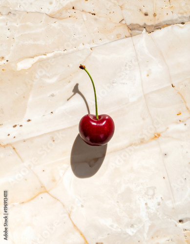 Top view of cherry with stem