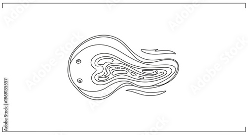 Minimalist continuous line art of a graceful aquatic creature with intricate organic patterns design