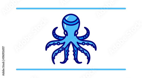 Playful blue octopus illustration, perfect for aquatic themes and ocean creature designs