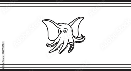 Adorable hybrid elephant octopus vector art combining land and sea animals in a playful design