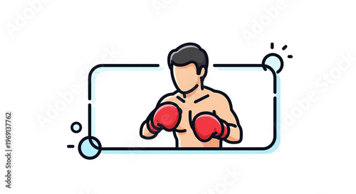 Vibrant vector illustration of a determined boxer in red gloves, ready for a challenging bout